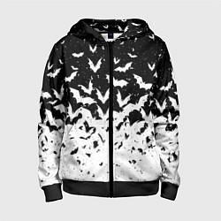 Детская толстовка на молнии Black and white bat pattern