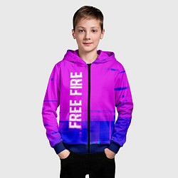 Толстовка на молнии детская Free Fire glitch text effect: по-вертикали, цвет: 3D-синий — фото 2