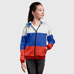 Толстовка на молнии детская Триколор - флаг России плетёный, цвет: 3D-красный — фото 2