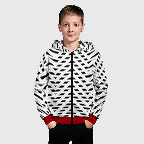 Детская толстовка на молнии Паттерн ломанных линий / 3D-Красный – фото 3