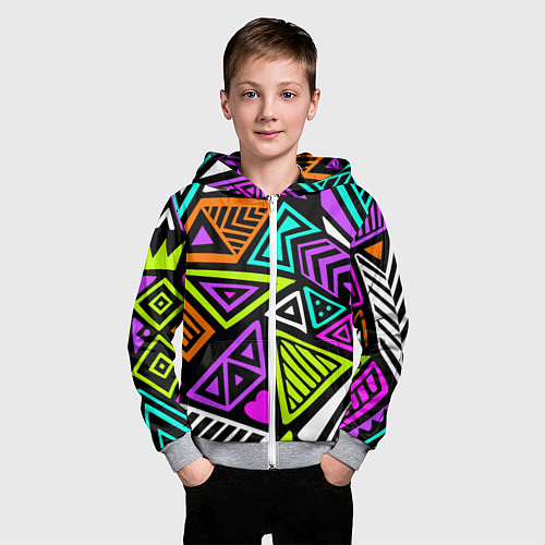 Детская толстовка на молнии Abstract geometric shapes / 3D-Меланж – фото 3