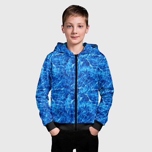 Детская толстовка на молнии Синий лёд - текстура / 3D-Черный – фото 3