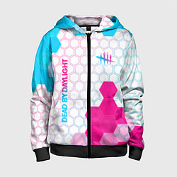 Толстовка на молнии детская Dead by Daylight neon gradient style: надпись, сим, цвет: 3D-черный