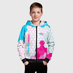 Толстовка на молнии детская Dead by Daylight neon gradient style: надпись, сим, цвет: 3D-черный — фото 2