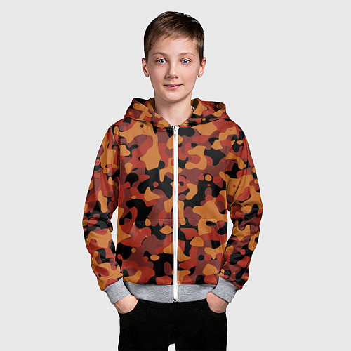 Детская толстовка на молнии Камуфляж Common Orange / 3D-Меланж – фото 3