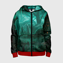 Толстовка на молнии детская Причал у болота, цвет: 3D-красный