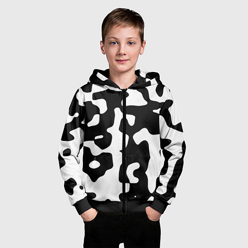 Детская толстовка на молнии Камуфляж Cowskin крупный / 3D-Черный – фото 3