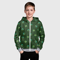 Толстовка на молнии детская Minecraft - зеленые лица, цвет: 3D-меланж — фото 2
