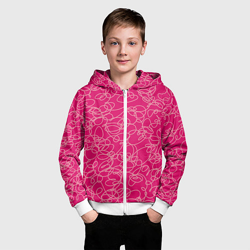 Детская толстовка на молнии Особо розовый Девчачий / 3D-Белый – фото 3