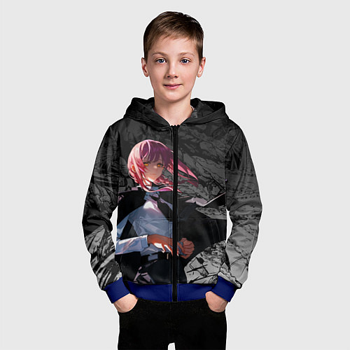 Детская толстовка на молнии Демон контроля : Человек бензопила / 3D-Синий – фото 3