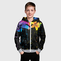 Толстовка на молнии детская Цветные лилии, цвет: 3D-меланж — фото 2