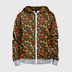 Детская толстовка на молнии Хохлома - красные ягоды