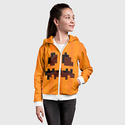 Толстовка на молнии детская Тыква - Майнкрафт - Хеллоуин, цвет: 3D-белый — фото 2
