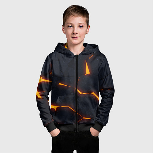 Детская толстовка на молнии Неоновые плиты в разломе / 3D-Черный – фото 3