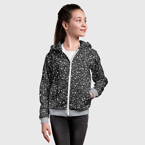 Детская толстовка на молнии Кролики с красными глазами / 3D-Меланж – фото 4