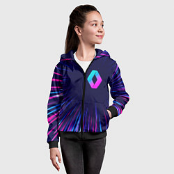 Толстовка на молнии детская Renault neon speed lines, цвет: 3D-черный — фото 2