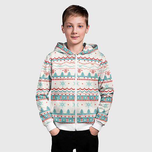 Детская толстовка на молнии Новогодний свитер, но без оленей / 3D-Белый – фото 3