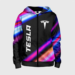 Толстовка на молнии детская Tesla speed lights, цвет: 3D-черный