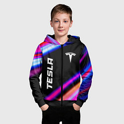 Толстовка на молнии детская Tesla speed lights, цвет: 3D-черный — фото 2