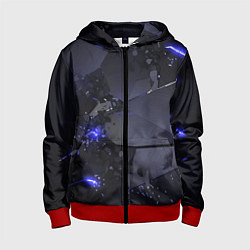 Толстовка на молнии детская Неоновые плиты, взрыв, цвет: 3D-красный