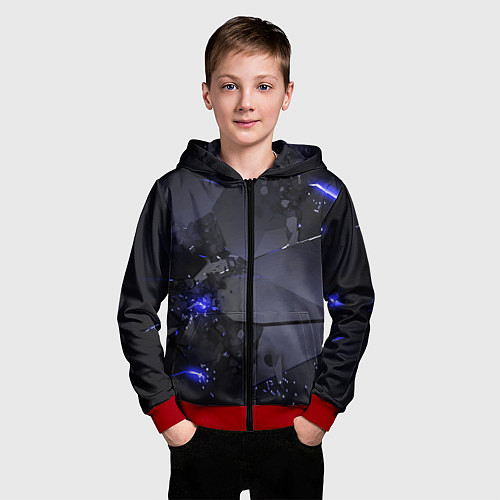 Детская толстовка на молнии Неоновые плиты, взрыв / 3D-Красный – фото 3