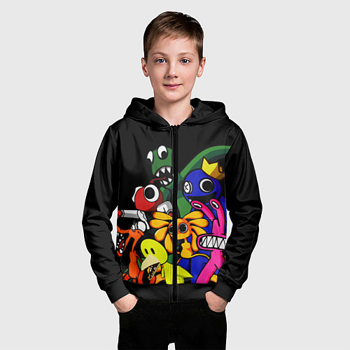 Детская толстовка на молнии Персонажи из радужных друзей / 3D-Черный – фото 3