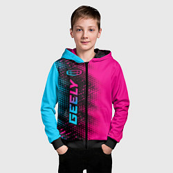 Толстовка на молнии детская Geely - neon gradient: по-вертикали, цвет: 3D-черный — фото 2