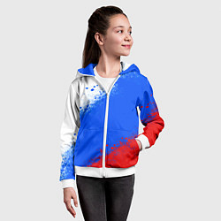 Толстовка на молнии детская Флаг России - триколор, цвет: 3D-белый — фото 2