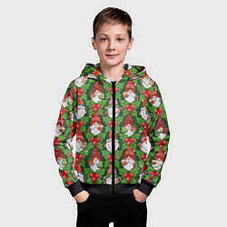 Толстовка на молнии детская Новогодние гномы - паттерн, цвет: 3D-черный — фото 2