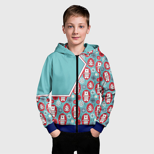 Детская толстовка на молнии Новогодние мишки / 3D-Синий – фото 3