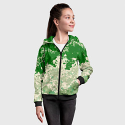 Толстовка на молнии детская Абстракция в зелёных тонах, цвет: 3D-черный — фото 2