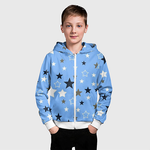 Детская толстовка на молнии Звёзды на голубом фоне / 3D-Белый – фото 3