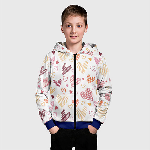 Детская толстовка на молнии Hearts world / 3D-Синий – фото 3