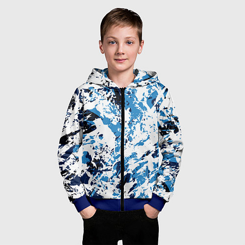 Детская толстовка на молнии Взрыв гжели / 3D-Синий – фото 3