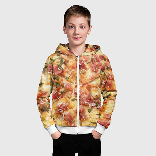 Детская толстовка на молнии Вкусная пицца / 3D-Белый – фото 3