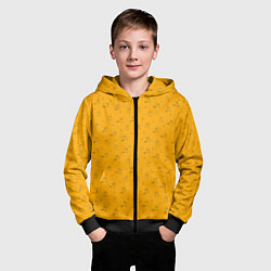 Толстовка на молнии детская Собаки сибу-ину на оранжевом фоне, цвет: 3D-черный — фото 2