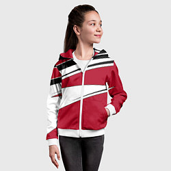 Толстовка на молнии детская Красно черная геометрия на белом, цвет: 3D-белый — фото 2