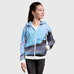 Толстовка на молнии детская Синий и тёмный песок и краски, цвет: 3D-белый — фото 2