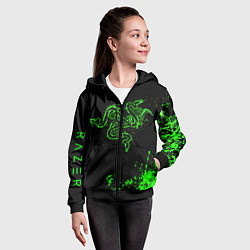 Толстовка на молнии детская Razer брызги, цвет: 3D-черный — фото 2