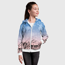 Толстовка на молнии детская Зимнее настроение, цвет: 3D-белый — фото 2