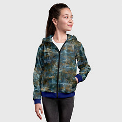 Толстовка на молнии детская Синий и коричневый абстрактный гранжевый, цвет: 3D-синий — фото 2