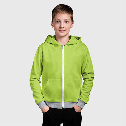 Детская толстовка на молнии Текстурированный ярко зеленый салатовый / 3D-Меланж – фото 3