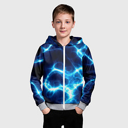 Толстовка на молнии детская Молния грозовая - электрические разряды, цвет: 3D-меланж — фото 2