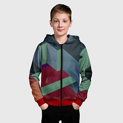 Толстовка на молнии детская Геометрическое наложение кубов и фигур, цвет: 3D-красный — фото 2