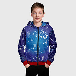 Толстовка на молнии детская Кролик символ 2023 на карте звездного неба, цвет: 3D-красный — фото 2