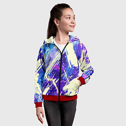 Толстовка на молнии детская Синие и фиолетовые мазки краски, цвет: 3D-красный — фото 2