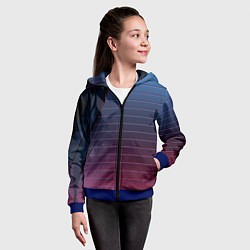 Толстовка на молнии детская Абсрактная лестничная тёмно-синяя текстура, цвет: 3D-синий — фото 2