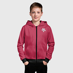 Толстовка на молнии детская Белый цветок на Вива Маджента, цвет: 3D-черный — фото 2