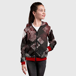 Толстовка на молнии детская Красные и чёрные полосы, цвет: 3D-красный — фото 2