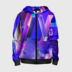 Толстовка на молнии детская Синие и розовые прямоугольники, цвет: 3D-черный